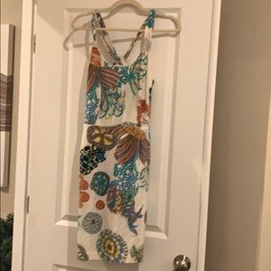 Trina Turk Silk Floral Back Twist Dress